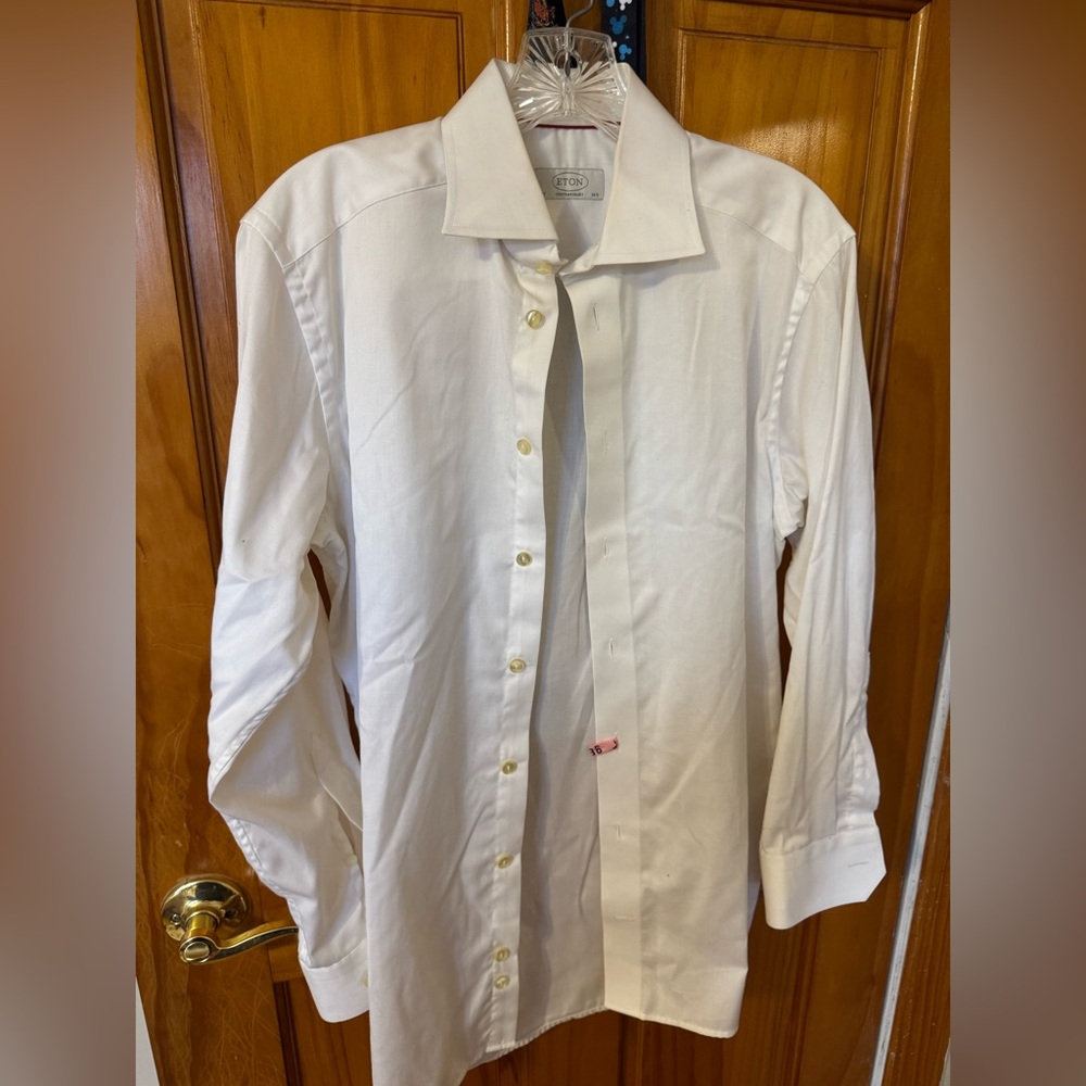 Mens Eton Contemporary White Button down Size 37